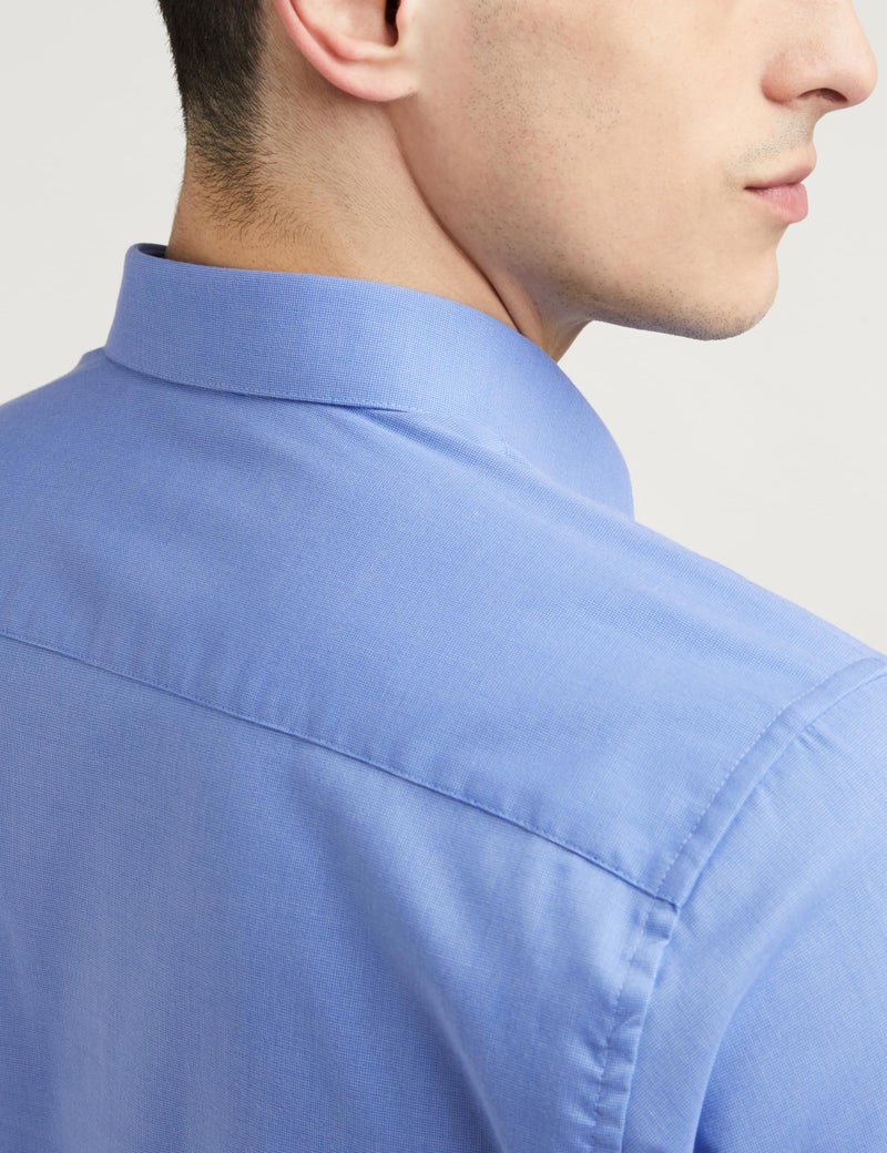 Peter England Men's Everday Regular Fit Solid Shirt | Cotton Rich | 5-Pin Pocketing Medium Blue - Image 5