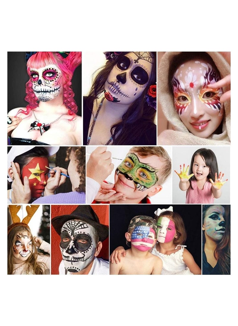 VKL - 20 Colors Body Face Paint Cosplay Makeup Palette Kit, Professional Face Painting Kit for Kids & Adults, Red Black White Special Effects Paints Palette for Halloween with 10 Brushes - Image 1
