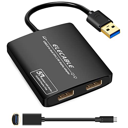 ELECABLE USB 3.0 to Dual DisplayPort Adapter - 5K+5K@60Hz Ultra HD - Built-in DisplayLink DL6950 Chip - Extend Screen to Multiple Monitor TV Compatible with Windows,Mac OS,Android,Chrome OS,Ubuntu - Image 1