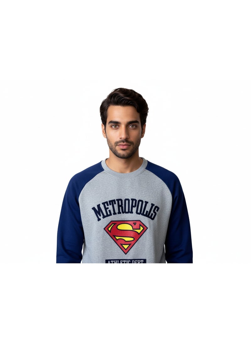 SUPERMAN SWEATSHIRT MENS SUPERMAN PRINT  L/S HT - Image 1