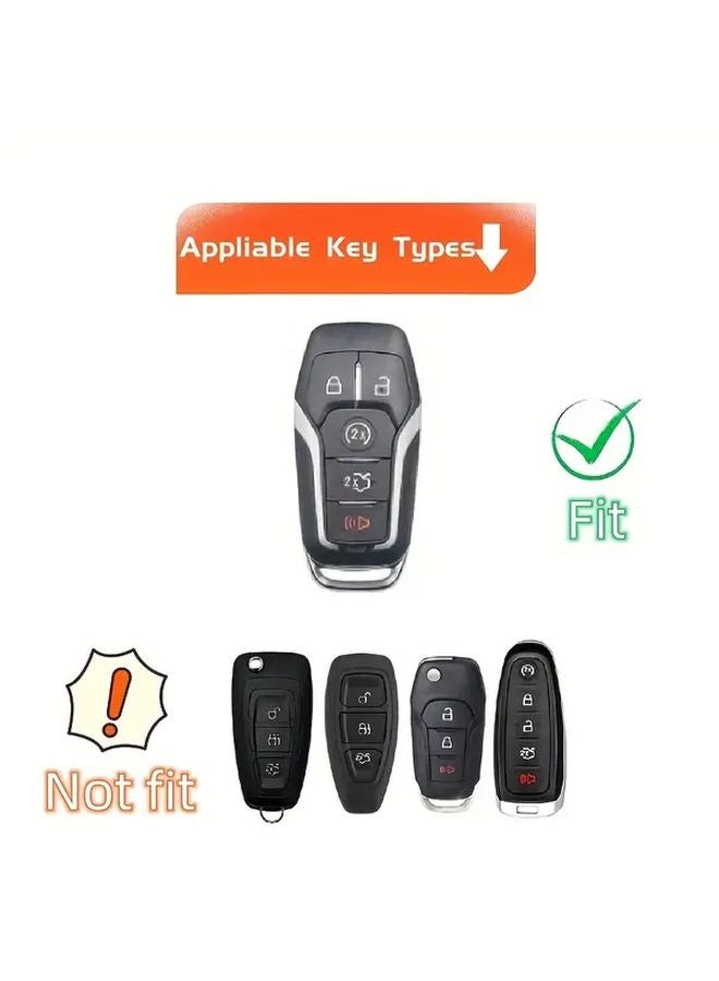 White TPU Key Shell Cover For Ford Fusion F150 Edge Explorer Mustang Lincoln MKZ MKC 2 3 4 5 Buttons Smart Key With Keychain - Image 2