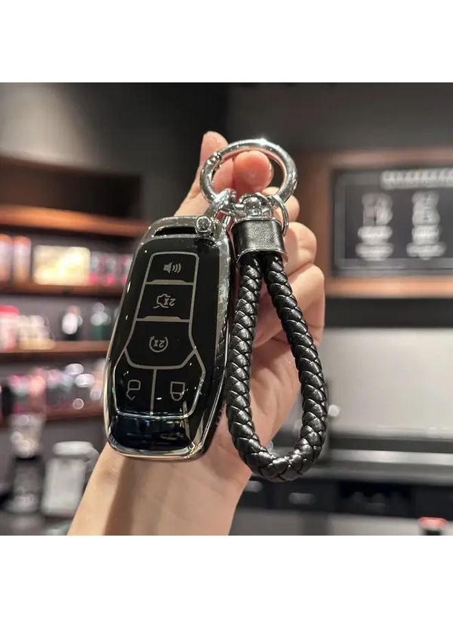 White TPU Key Shell Cover For Ford Fusion F150 Edge Explorer Mustang Lincoln MKZ MKC 2 3 4 5 Buttons Smart Key With Keychain - Image 4