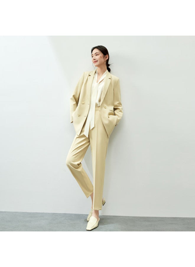 Sentubila Shangduobila Easy-care Professional Women's Suit Set For Spring And Autumn, Elegant Formal Blazer And Pants Two-piece Set, Healing Yellow, XL - Image 3
