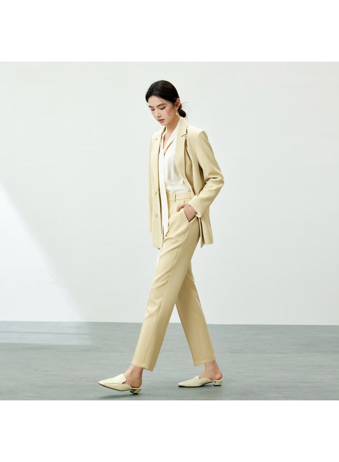 Sentubila Shangduobila Easy-care Professional Women's Suit Set For Spring And Autumn, Elegant Formal Blazer And Pants Two-piece Set, Healing Yellow, XL - Image 2