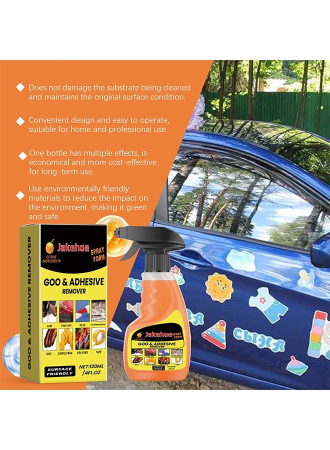 Jakehoe Goo & Adhesive Remover,Glue Remover Spray, Adhesive Remover for Cars, Glue Removal Liquid Tape Remover Sticker Lifter, Safe Adhesive Remover Multifunctional Glue Remover for Car Interiors Removes Residue Labels Decals 120ml - Image 4