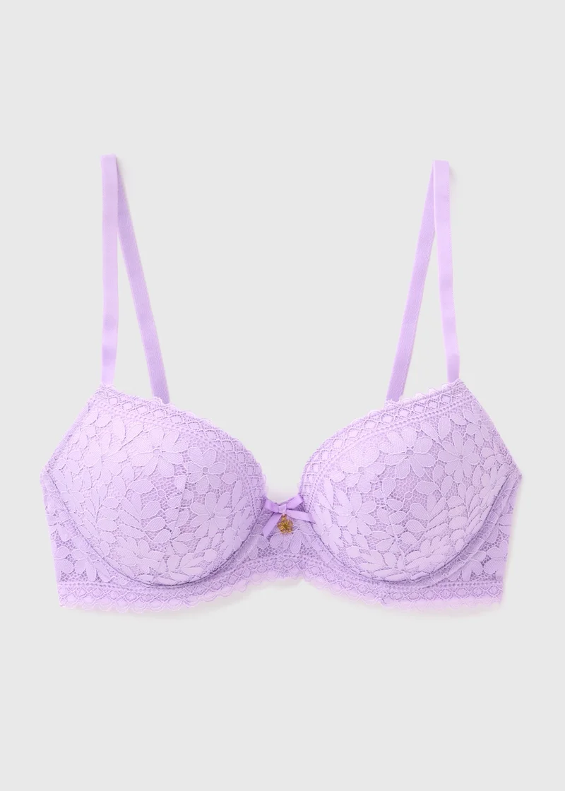 Matalan Lilac Floral Lace Bra