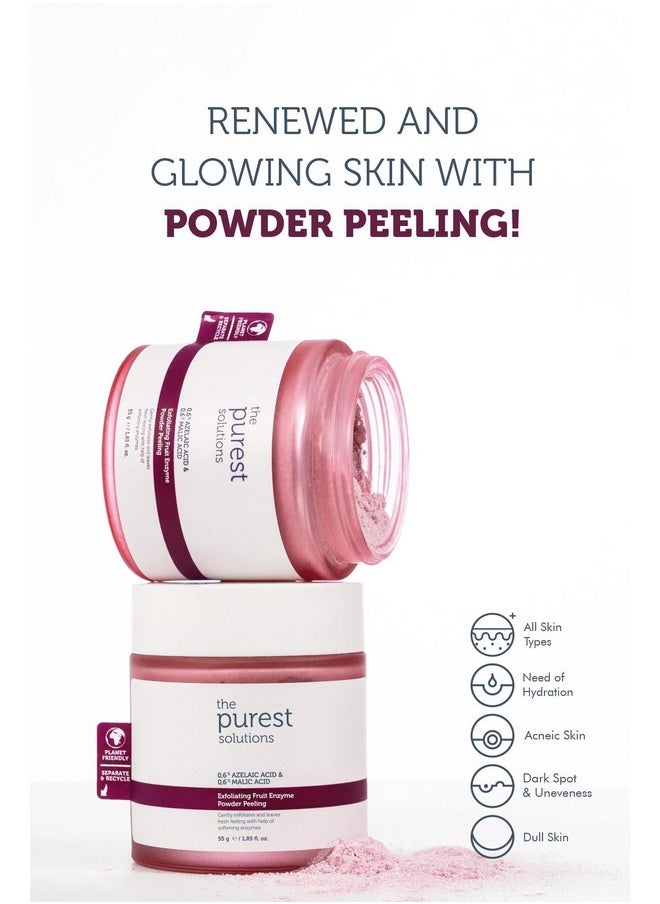 the purest solutions - Fruit Enzyme Powder Exfoliator & Peeling (0.6% Azelaic Acid & 0.6% Malic Acid) - Boosts Regeneration Cycle & Targets Radiant Skin - Vegan | Cruelty Free | Eco Friendly (1.94 Oz) - Image 1
