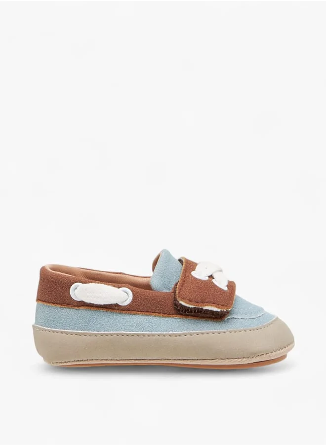 حافي القدمين Boys Colourblock Booties with Hook and Loop Closure