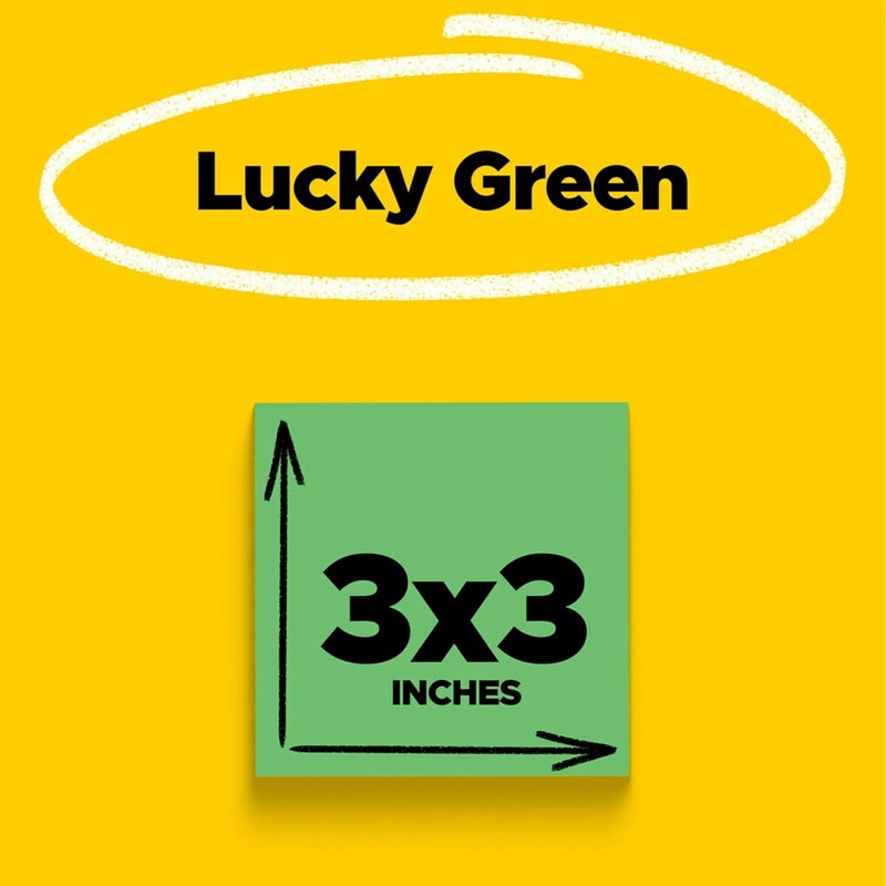 Post It Super Sticky Notes, 5 Sticky Note Pads, 3 x 3 in., School Supplies, Office Products, Sticky Notes for Vertical Surfaces, Monitors, Walls and Windows, Lucky Green - Image 2
