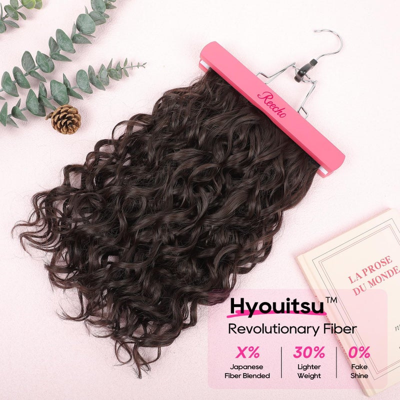 REECHO Curly Hair Extensions, 4PCS 16 inch Clip in Hair Extensions Lace Weft Short Curly Clip Ins Invisible Natural Hairpieces for Women, Dark Brown - Image 3