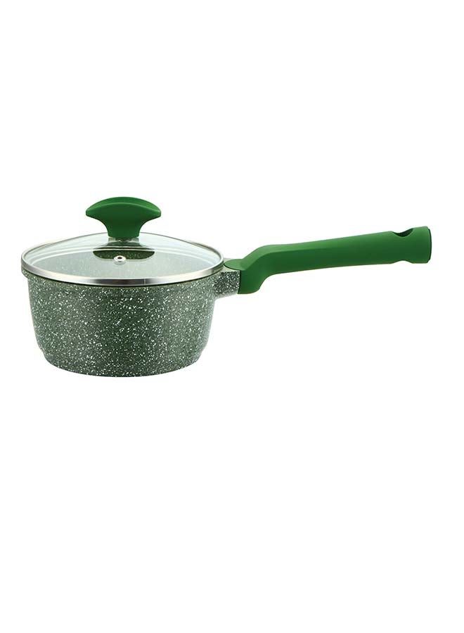 Prestige 18 cm Sauce Pan w/lid Granite Non-Stick Aluminium, Induction Base| Granite Sauce Pan, PFOA & Lead Free - Green - Image 1