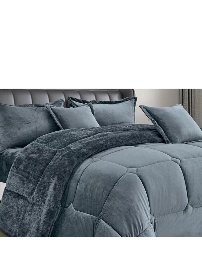 مينج لي مفرش شتوي  4 قطع وجهين وجه مخمل وجه فرو مقاس 170x220 سم - Image 2