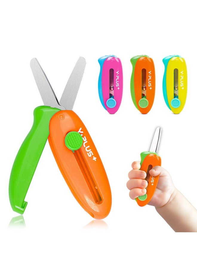 YPlus Safety Scissors for Kids, Retractable Small Scissors for Toddler Craft Ages 3-5 2-4 1-3, Cute Toddler Craft Preschool 3Pcs Stocking Stuffers for Kids Toddler Women Mom - Image 1