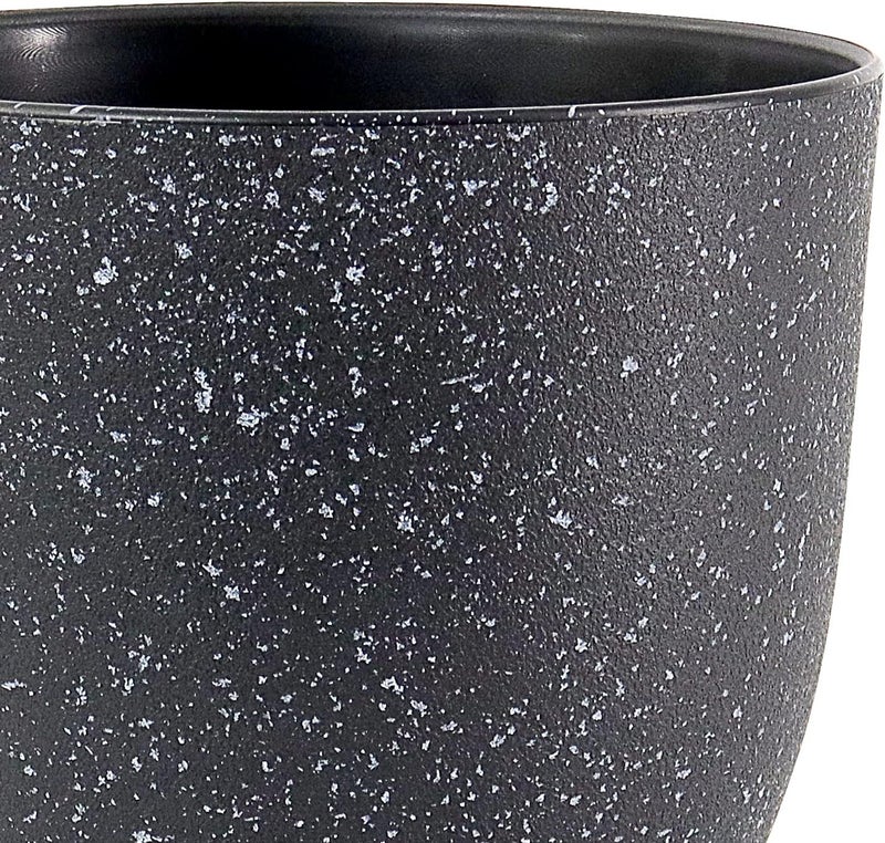 UOUZ 12/10/9 Large Modern Plant Pots, Plastic Planters with Drainage Holes and Saucers for Indoor Outdoor Plants Flowers, Black Speckles - Image 5