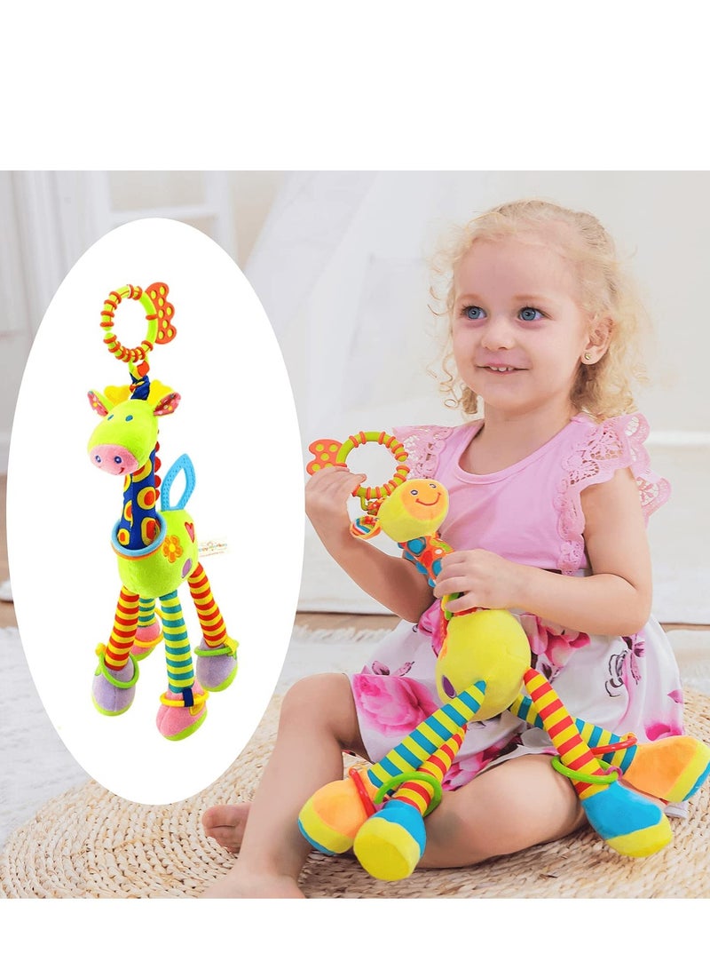 Car Seat Toys, Hanging Baby Stroller Toys Baby Rattles 0-11 Months for Baby Stroller Colorful Animal Bell Rattle for Infants Sensory Soft Baby Musical Toys for Moving for Newborn Boys Girls Gifts  - Image 1
