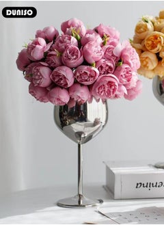 DUNISO Artificial Peony Flower 1 Bouquets 27 Heads, Reusablr Simulation Artificial Flowers,  Faux Silk Peony Flowers Bouquet for Wedding, Home, Office, Party, Wedding Decor  - Image 3