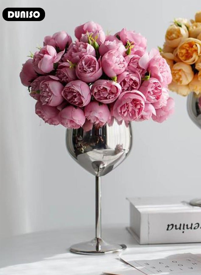 DUNISO Artificial Peony Flower 1 Bouquets 27 Heads, Reusablr Simulation Artificial Flowers,  Faux Silk Peony Flowers Bouquet for Wedding, Home, Office, Party, Wedding Decor  - Image 3