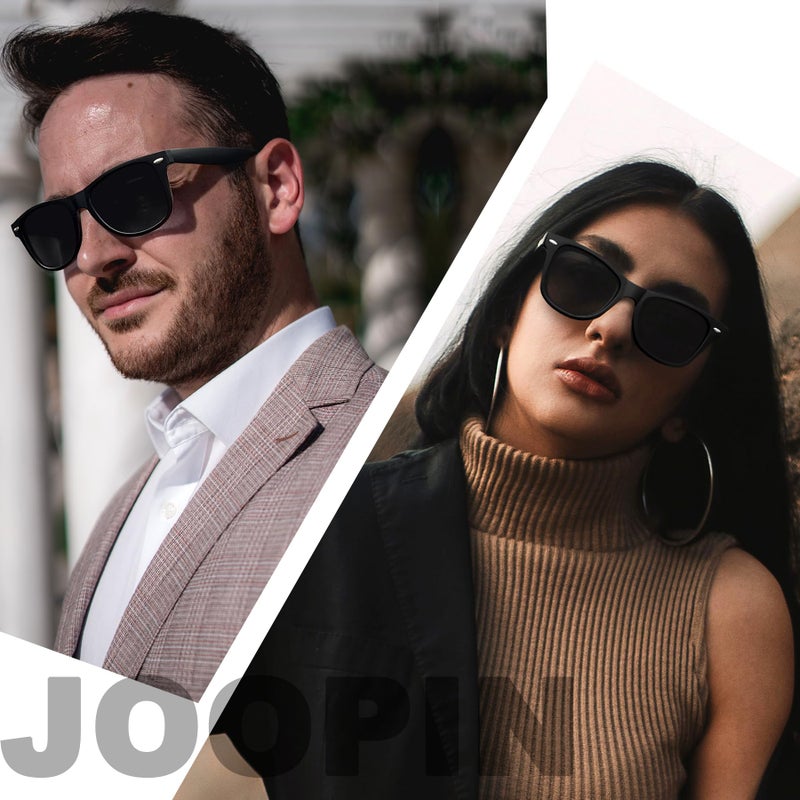 Joopin نظارات شمسية قطبية جووبين UV400 عصرية مربعة للرجال والنساء نظارات شمسية ريترو (ب packaging بسيط أسود) - Image 2