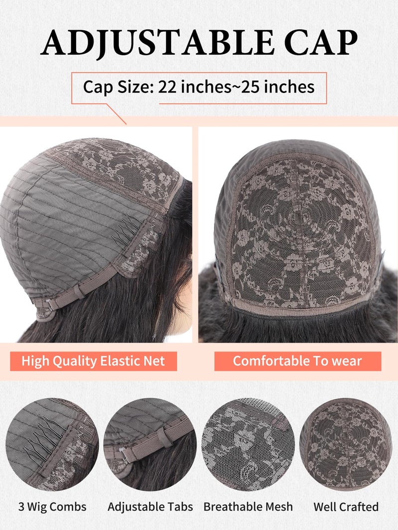 WIGNEE Natural Wave Wigs with Bangs 100% Brazilian Human Hair Fashion Wave Wigs Natural Black - Image 5