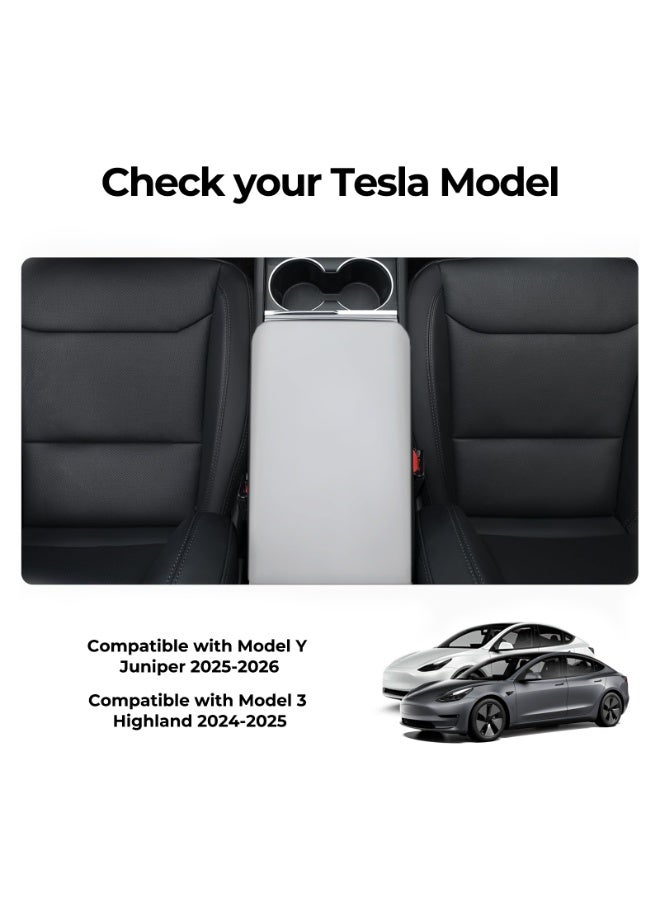 فيتوسي غطاء الرفيف المركزي للسيارة مناسب لـ تسلا مودل 3 2025 2024 هايلاند و مودل Y جونيبر 2025–2026 – محافظ للمنصة المركزية المتينة، قطعة إضافية داخلية للسيارة مقاومة للخدوش، اللون الأبيض - Image 5