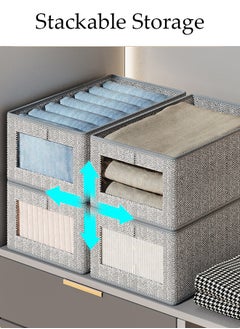 DUNISO 3 Pieces Fabric Closet Storage Organizer Set Foldable Clothes Boxes Large Capacity Wardrobe Stackable Closet Drawer with Handle for Leggings Stockings Socks Underwear  - Image 4