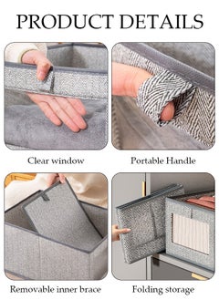 DUNISO 3 Pieces Fabric Closet Storage Organizer Set Foldable Clothes Boxes Large Capacity Wardrobe Stackable Closet Drawer with Handle for Leggings Stockings Socks Underwear  - Image 3