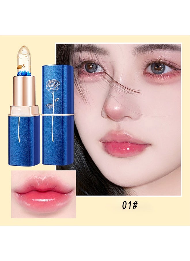 LESSXCOCO Crystal Jelly Flower Color Changing Lipstick, Transparent Moisturizing Dried Flower Color Changing Lipstick, Crystal Flower Jelly Lipstick, Magic Temperature Color Change Lipstick Lip Gloss  - Image 2