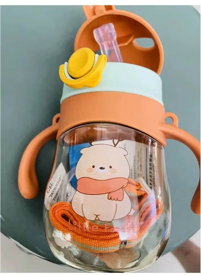 Gonice Baby and Toddler Trainer Cup, 300 Ml Silicone Sippy with Handles Lid and Straw, Spill Proof and Non-slip (Yellow) - Image 4