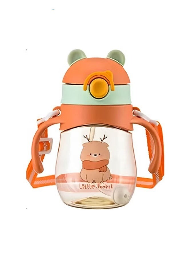 Gonice Baby and Toddler Trainer Cup, 300 Ml Silicone Sippy with Handles Lid and Straw, Spill Proof and Non-slip (Yellow) - Image 1
