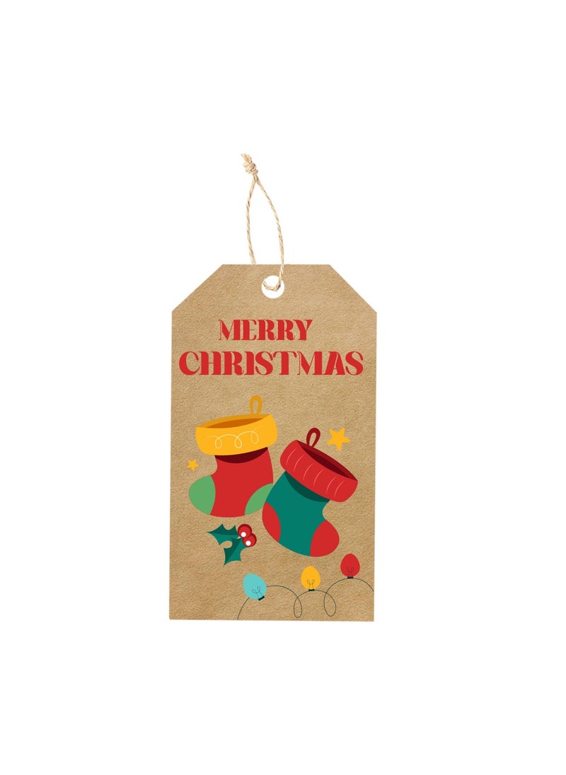 PRINTSHOP4ME Christmas Gift Tags With String–Festive Holiday Paper Tags For Wrapping Gifts,Decor,Party Favors–Eco-Friendly Brown Kraft Paper Tags  - Image 1