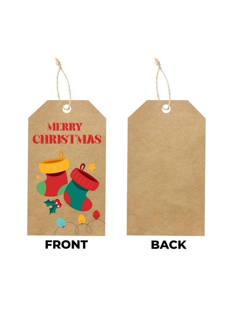 PRINTSHOP4ME Christmas Gift Tags With String–Festive Holiday Paper Tags For Wrapping Gifts,Decor,Party Favors–Eco-Friendly Brown Kraft Paper Tags  - Image 2
