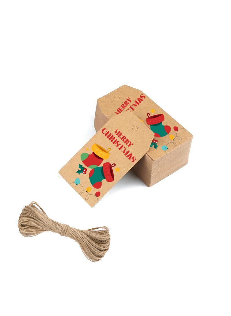 PRINTSHOP4ME Christmas Gift Tags With String–Festive Holiday Paper Tags For Wrapping Gifts,Decor,Party Favors–Eco-Friendly Brown Kraft Paper Tags  - Image 3