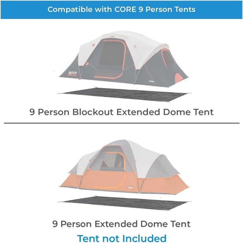 Core Outdoor Tent Footprints | Perfect Tarp Camping Accessories for Easy Camp Setup (9 Person Extended Dome Tent) - Image 2