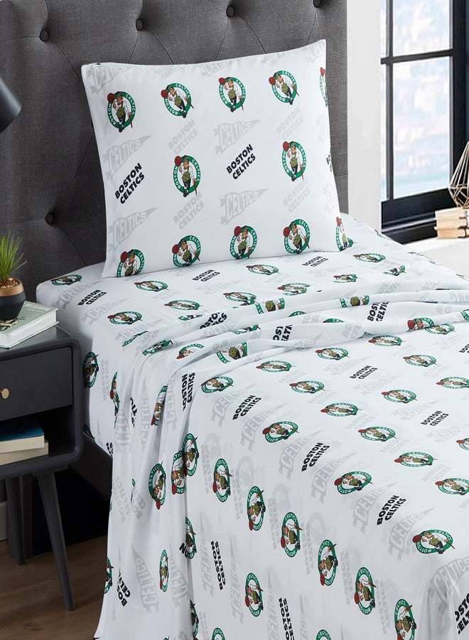NORTHWEST Officially Licensed Boston Celtics NBA Full Size Sheet Set – Soft Team Logo Bedding for Dorms, Bedrooms, Fan Caves & Game Day Style - Image 2