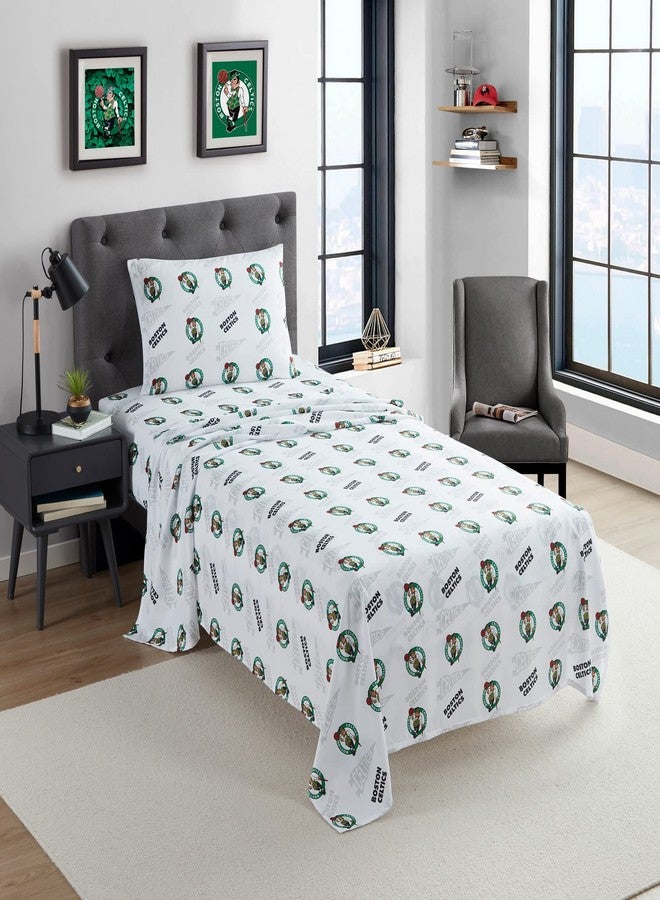 NORTHWEST Officially Licensed Boston Celtics NBA Full Size Sheet Set – Soft Team Logo Bedding for Dorms, Bedrooms, Fan Caves & Game Day Style - Image 1
