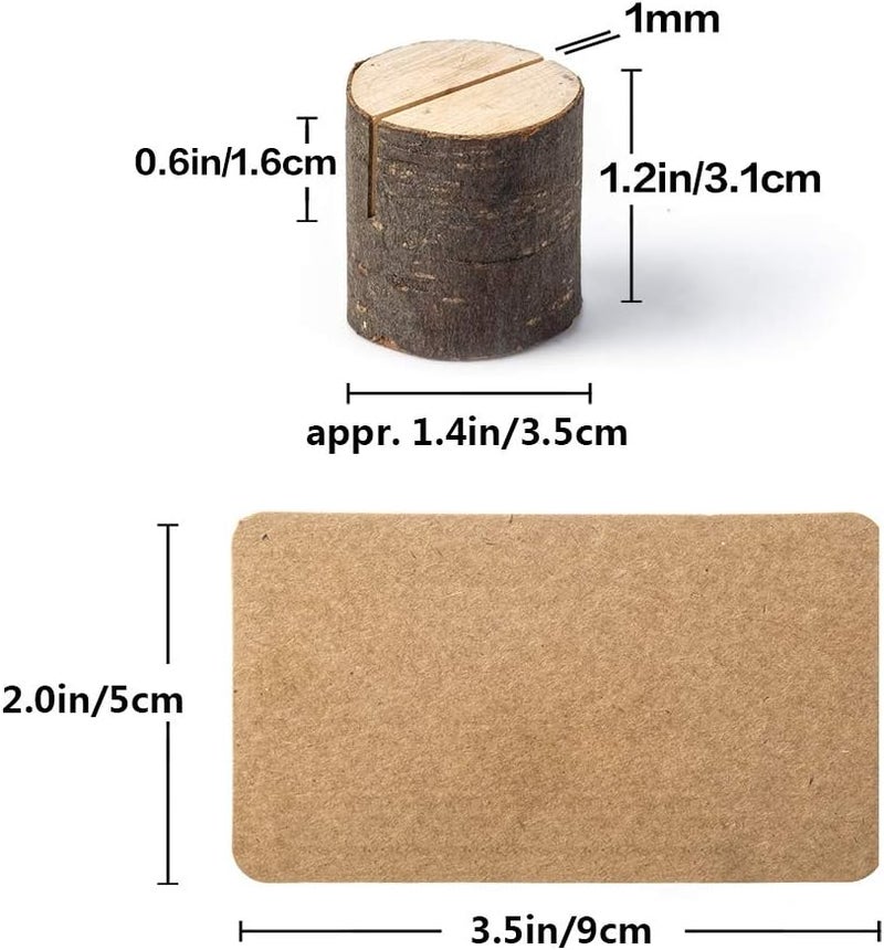 Jofefe 12Pcs Mini Wood Place Card Holders and 24Pcs Kraft Place Cards, Rustic Table Number Holders, Food Labels for Party Buffet, Name Card Photo Picture Holders for Harvest Fall Thanksgiving Wedding Birthday Party - Image 3