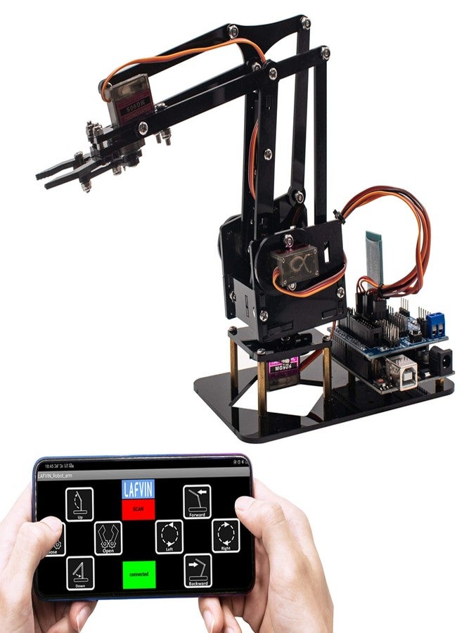 LAFVIN 4DOF Acrylic Robot Mechanical Arm Claw Kit compatible with Arduino IDE DIY Robot with CD Tutorial - Image 3
