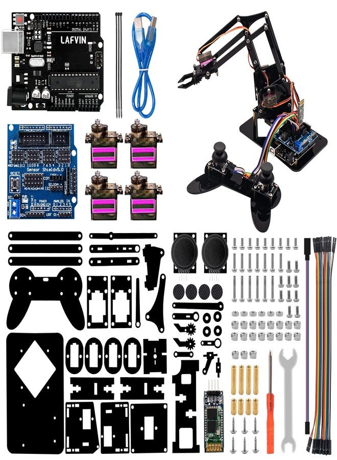 LAFVIN 4DOF Acrylic Robot Mechanical Arm Claw Kit compatible with Arduino IDE DIY Robot with CD Tutorial - Image 1