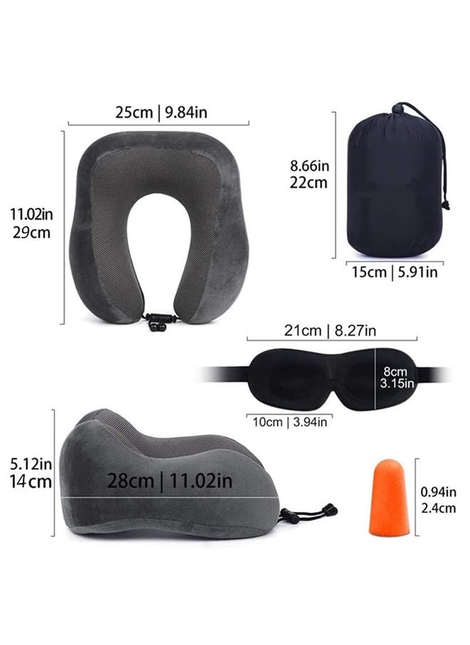 Generic U-Shaped Neck Pillow, Removable Washable  Memory Foam Pillow, Head Rest Neck Support, Travel Pillow, Portable Pillow forith Portable Storage Bag, Sleep Mask and Earplugs for Airplane, Car, Train, Bus and Home Use  - Image 2