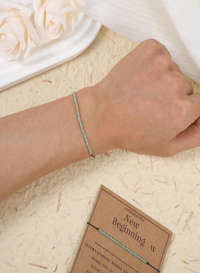 Jaarssho 6 Pack New Beginnings Morse Code Bracelets for Women, Inspirational Friendship Bracelet with Secret Message, Farewell Gifts for Coworkers, New Year Divorce Birthday Gifts with Message Card - Image 4