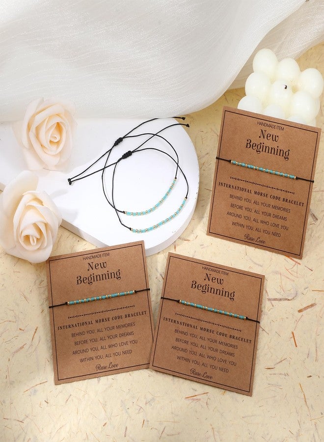 Jaarssho 6 Pack New Beginnings Morse Code Bracelets for Women, Inspirational Friendship Bracelet with Secret Message, Farewell Gifts for Coworkers, New Year Divorce Birthday Gifts with Message Card - Image 3