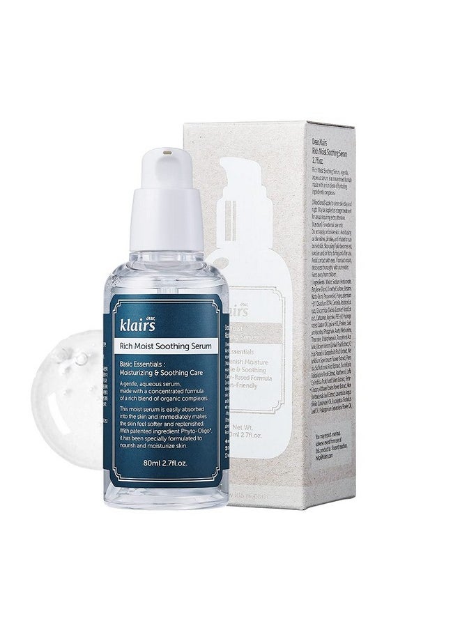 DearKlairs [Dear Klairs] Rich Moist Soothing Serum 2 7 fl oz 80 ml, Instant absorption, Non-greasy, hydration, cooling, basic care, unscented, Renewal  - Image 1