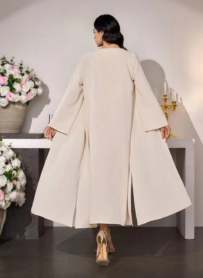 Take Two Take Two Beige Embroidered Midi Dress and Kimono Co-ords