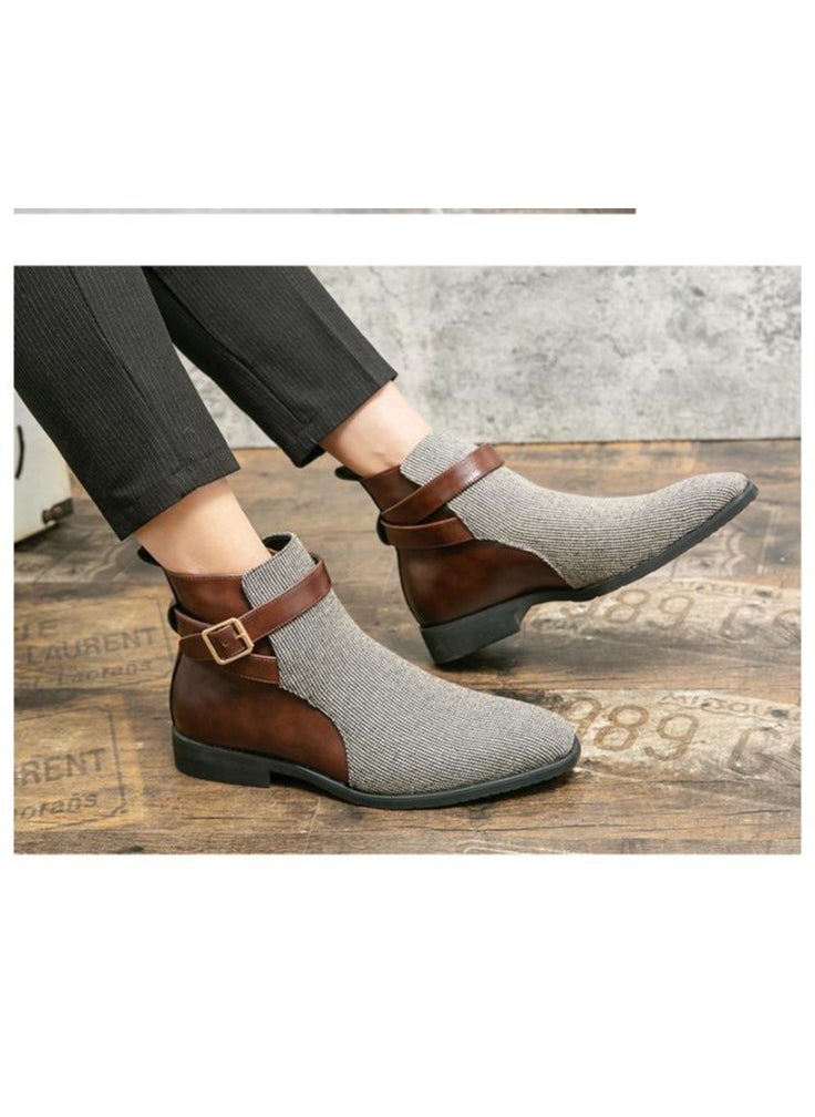 KUYING - New Men's Casual Leather Boots - Image 1