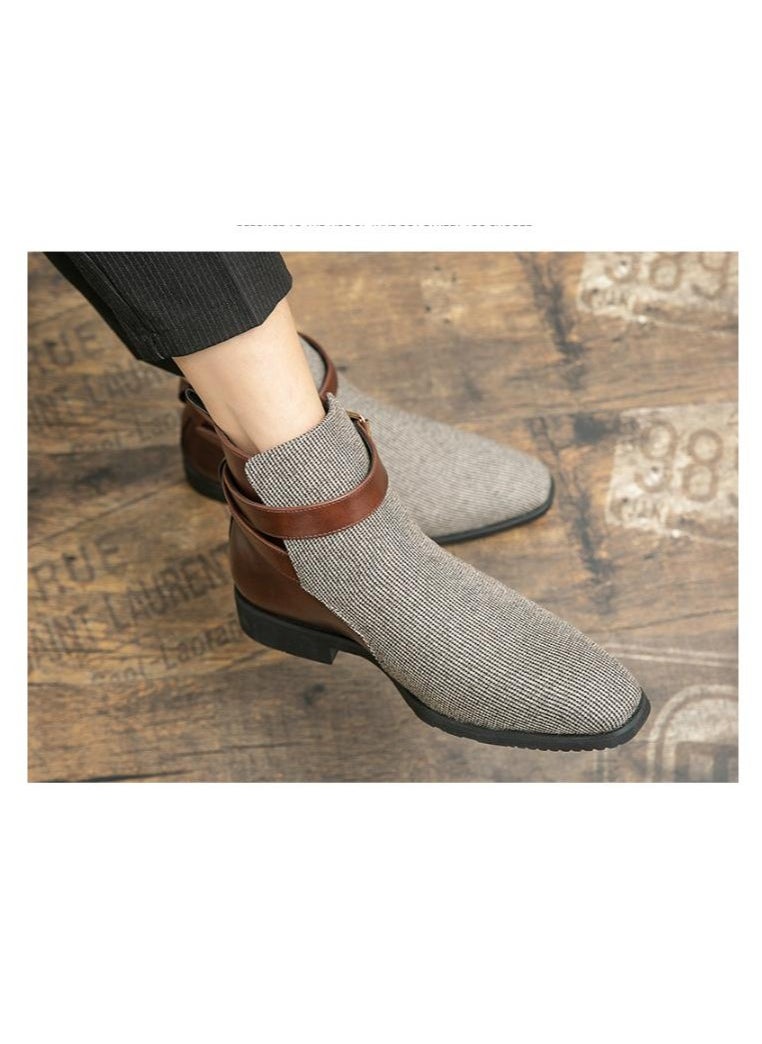 KUYING - New Men's Casual Leather Boots - Image 1
