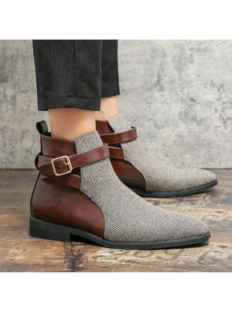 KUYING - New Men's Casual Leather Boots - Image 1
