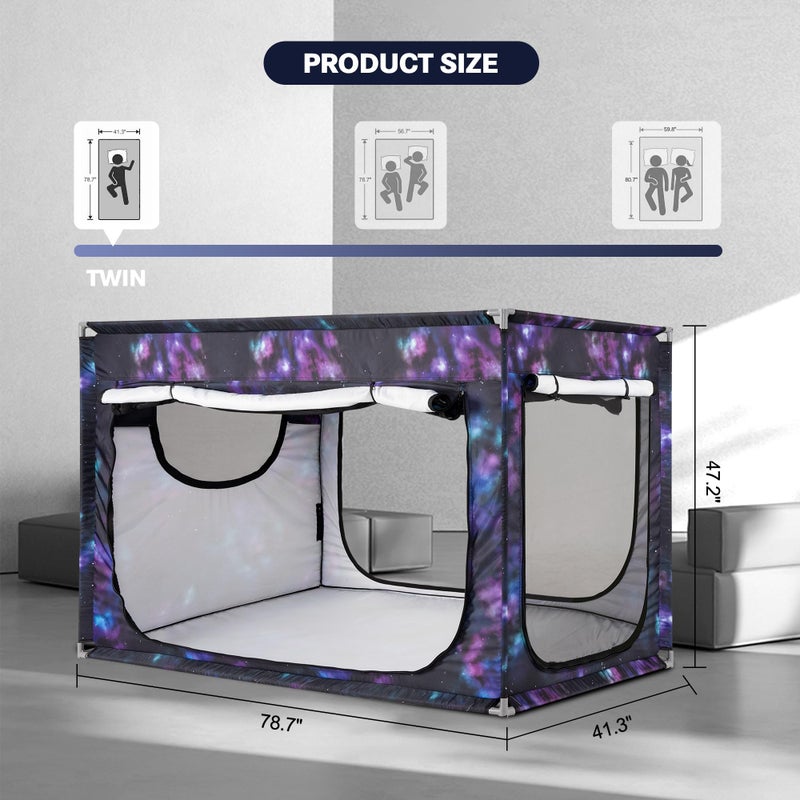 ANC POP Twin Bed Canopy Portable Blackout Bed Tent Privacy Tent for Adult Indoor Sleeping with 3 Doors, Storage Bag, Galaxy - Image 4