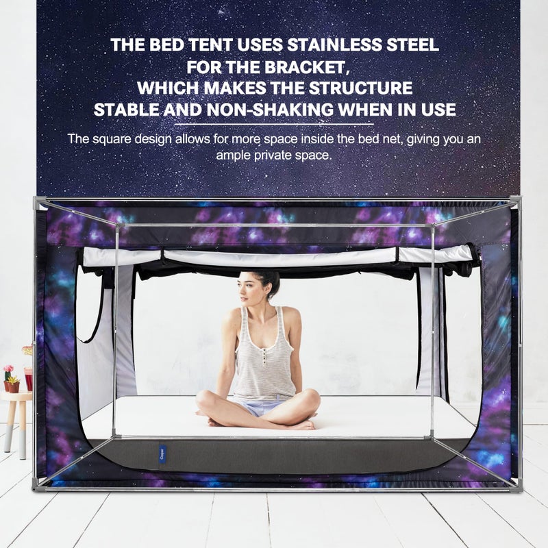 ANC POP Twin Bed Canopy Portable Blackout Bed Tent Privacy Tent for Adult Indoor Sleeping with 3 Doors, Storage Bag, Galaxy - Image 5