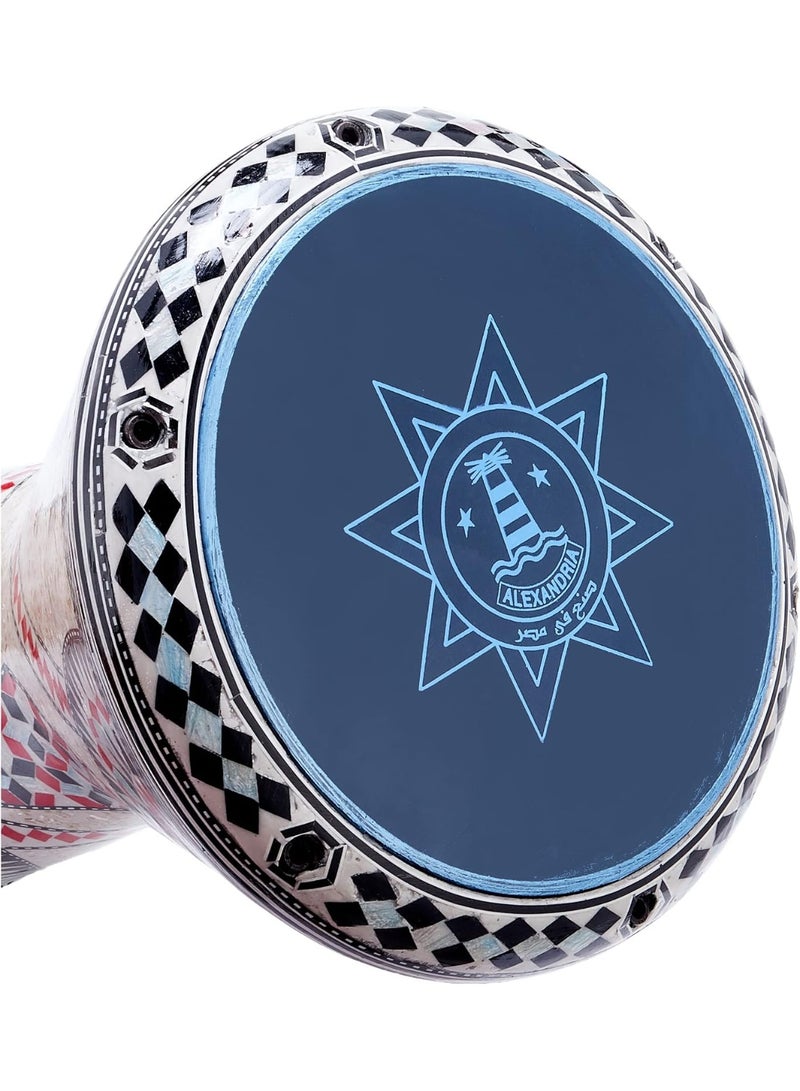 Oriental Tabla Drum, Mother of Pearl Decorated Darbuka with Soft Case & Extra Head - Image 3