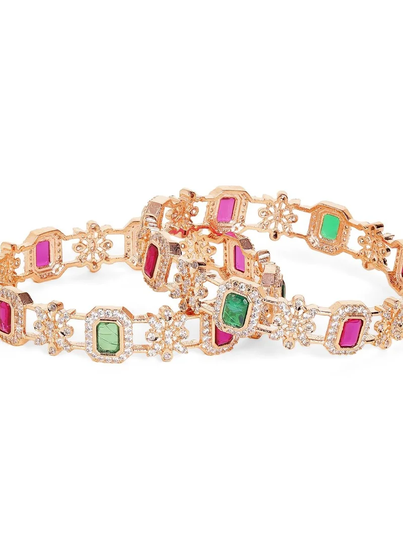 Priyaasi Set Of 2 Plated -Studded Bangles